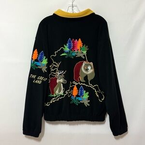 Northern Lights Alaska Fleece Pullover Sweatshirt 1/4 Zip Embroidered Large